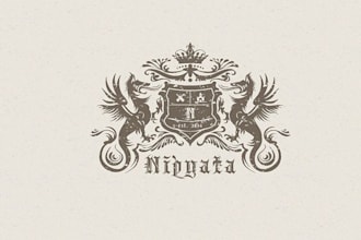 draw vintage crest heraldic shield logo