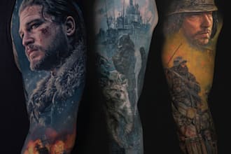 make your sleeve tattoo, tribal tattoo, realistic tattoo,