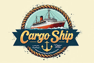 design awesome cargo ship logo
