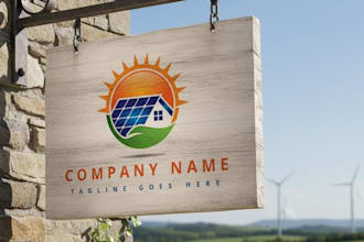do unique solar panel energy and power electrician logo