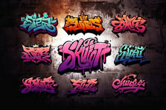 create graffiti lettering typography, text, and font logo