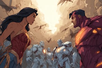 create an amazing superhero or fantasy comic illustration