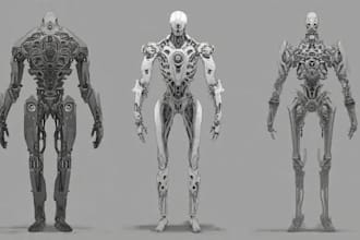 design robots and concept art of futuristic art