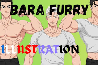 draw gay bara or male characters, solo or couple sfw nsfw, muscle men, fanarts