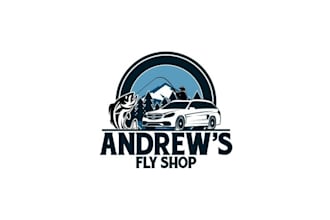 design amazing fly fishing camp brand logo