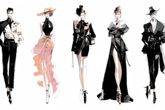 draw a fashion or editorial illustration, sketch, commercial