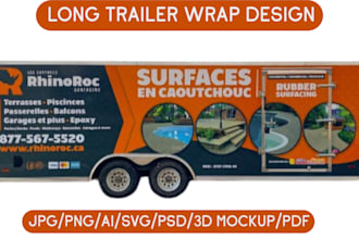 design long trailer wrap, short trailer, box trailer, any vehicle wrap design