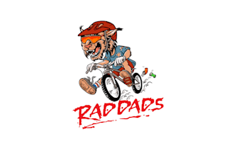 design cartoon group middle aged mountain biker dads logo