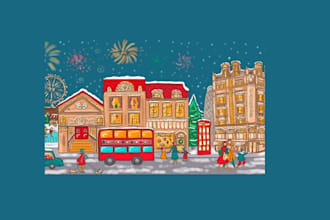 create beautiful whimsical joyful illustrations limited edition holiday logo