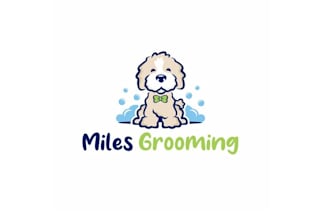 design unique miles dog grooming logo