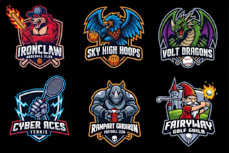 design baseball, basketball, volleyball, tennis, football, or golf sports logo