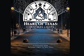 design heart texas christmas lights logo