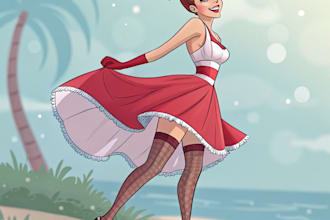 draw a pin up girl and pin up girl character art