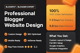 design a professional blogspot blogger website with complete SEO setup