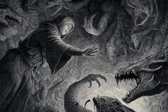 realistic dark fantasy and horror illustration