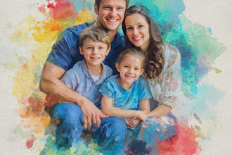 custom watercolor family portrait