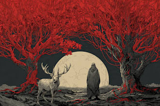 create dark art illustrations for a band or brand