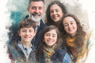 paint an amazing family portrait in watercolor