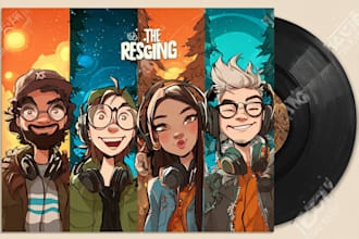 create custom cartoon music cover art for singles or albums