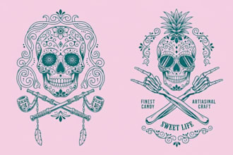 make american indian chief skull logo with illustration design for you