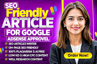 write 30 high quality SEO friendly articles for fast google adsences approval