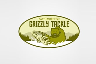 design awesome creative grizzly tackle logo for fishermen