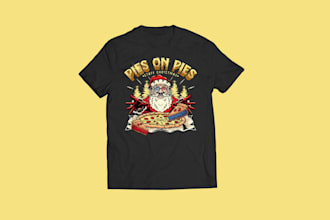 design unique santa pizza t shirt logo
