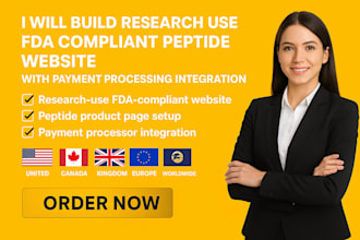 build research use fda compliant peptide website with payment processing