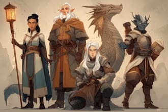 create dnd party character art fantasy rpg illustrations