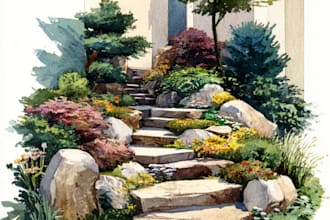 make watercolor landscape design