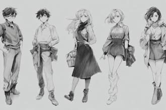 sketch you anime for comic, fanart, scene and storyboard