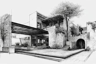 hand draw architecture and urban design sketches