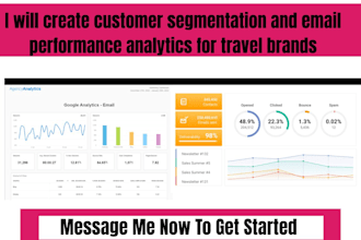 create customer segmentation and email performance analytics for travel brands