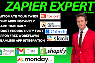 zapier expert todoist acuity calendly slack google sheet gmail shopify monday