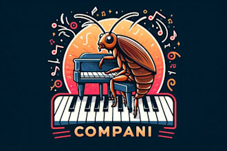 do creative cockroach grand piano sketch mascot logo  in very short time