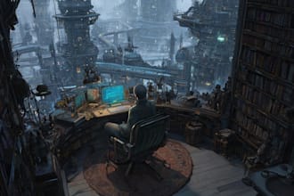 digine a  science fiction, fantasy, cyberpunk illustration