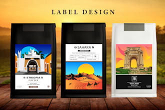 design coffee labels, packaging, and pouches