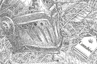 draw a detailed pointillism dark art rock gothic for cover, tshirt design