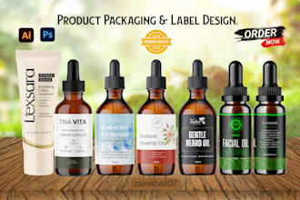 design oil, beard oil label, serum label, cbd label and skincare label