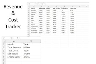 build a clean revenue and cost tracker in google sheets