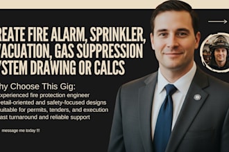 create fire alarm, sprinkler, evacuation, gas suppression system drawing or calc