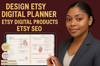 design etsy digital planner, etsy digital products,etsy SEO