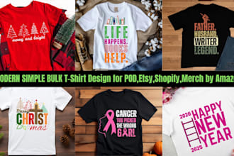 create modern simple bulk t shirt designs for pod
