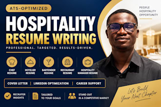 write hospitality, chef, hotelier, bartender, tourism, restaurant ats resume