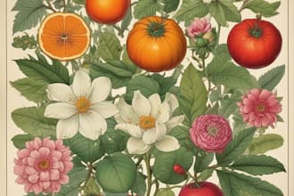 create a beautiful vintage botanical illustration poster