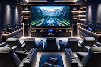 design 3d architectural interior of home cinema and theater