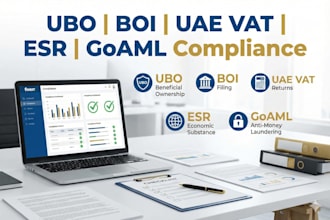 do ubo, bio reports, uae vat filing, esr, goaml, fincen, US company registration