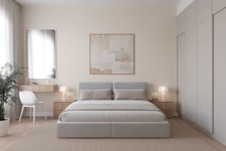 design a realistic 3d bedroom