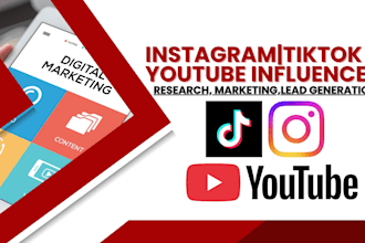find instagram, tiktok, youtube influencer to research influencer marketing list