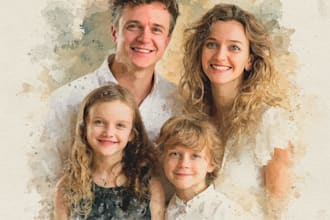 create a watercolor family portrait